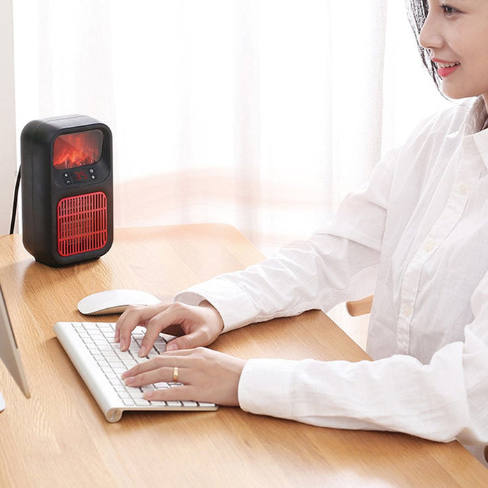 Colverro Plug-In Mini Heater with Flame Effect and Thermostat