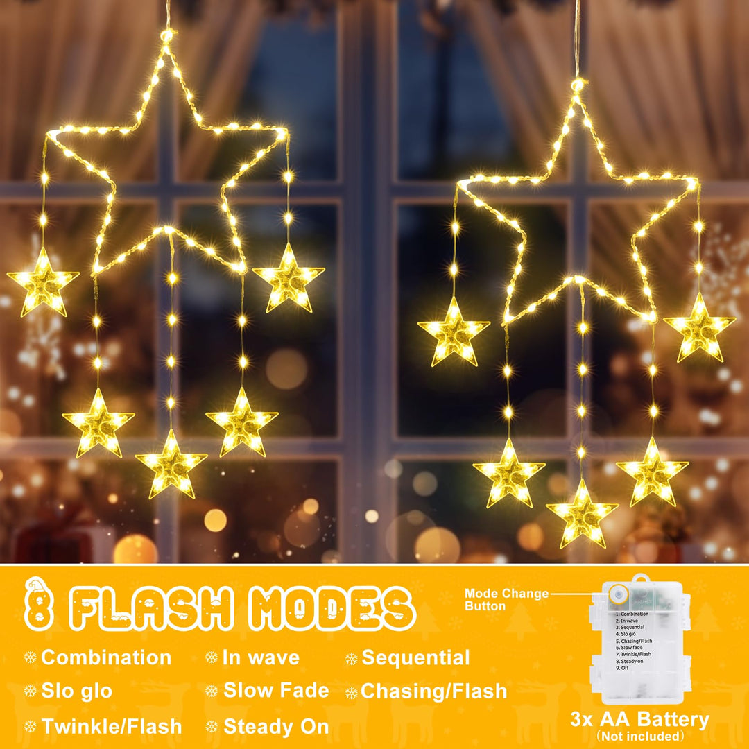 Colverro™ Warm White Hanging Star Window Lights, 2-Pack 37 in