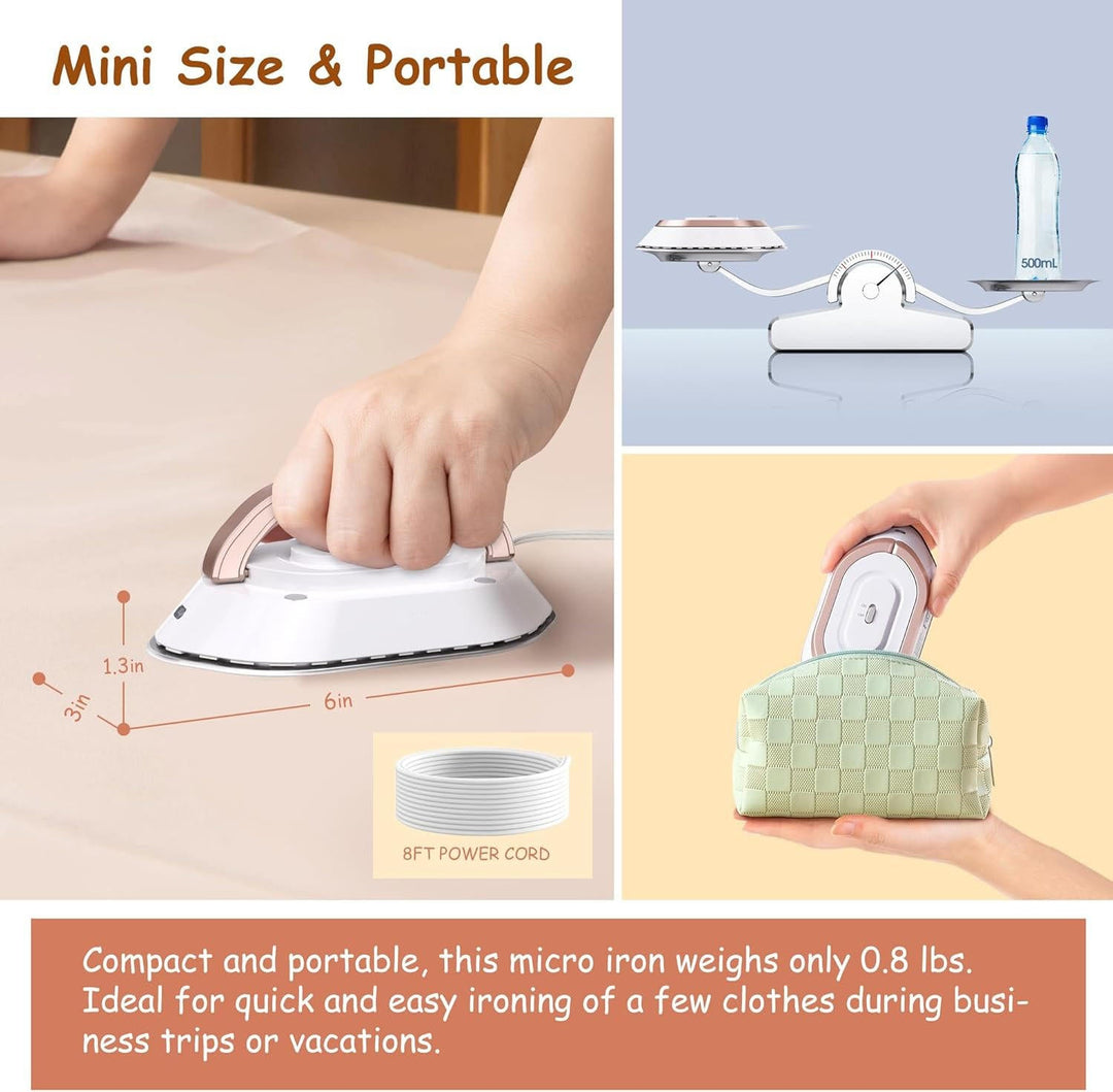 Colverro™ Compact Dual Voltage Travel Iron with Ceramic Soleplate