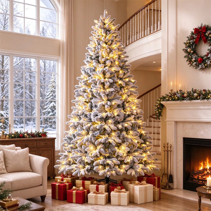 Colverro 7 ft Flocked Half Christmas Tree with 240 Two-Color LEDs