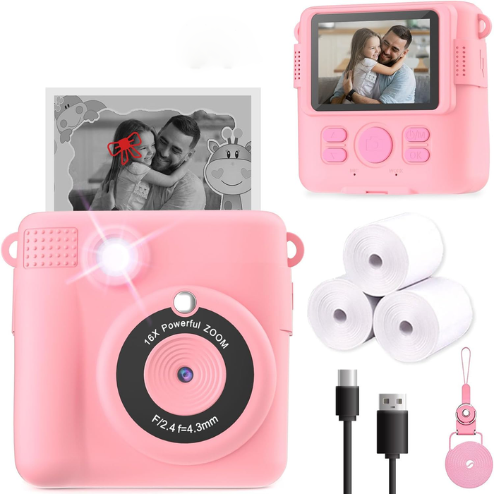 Colverro™ Kids' Instant Print Camera with 2.4" Screen and 1080p Video