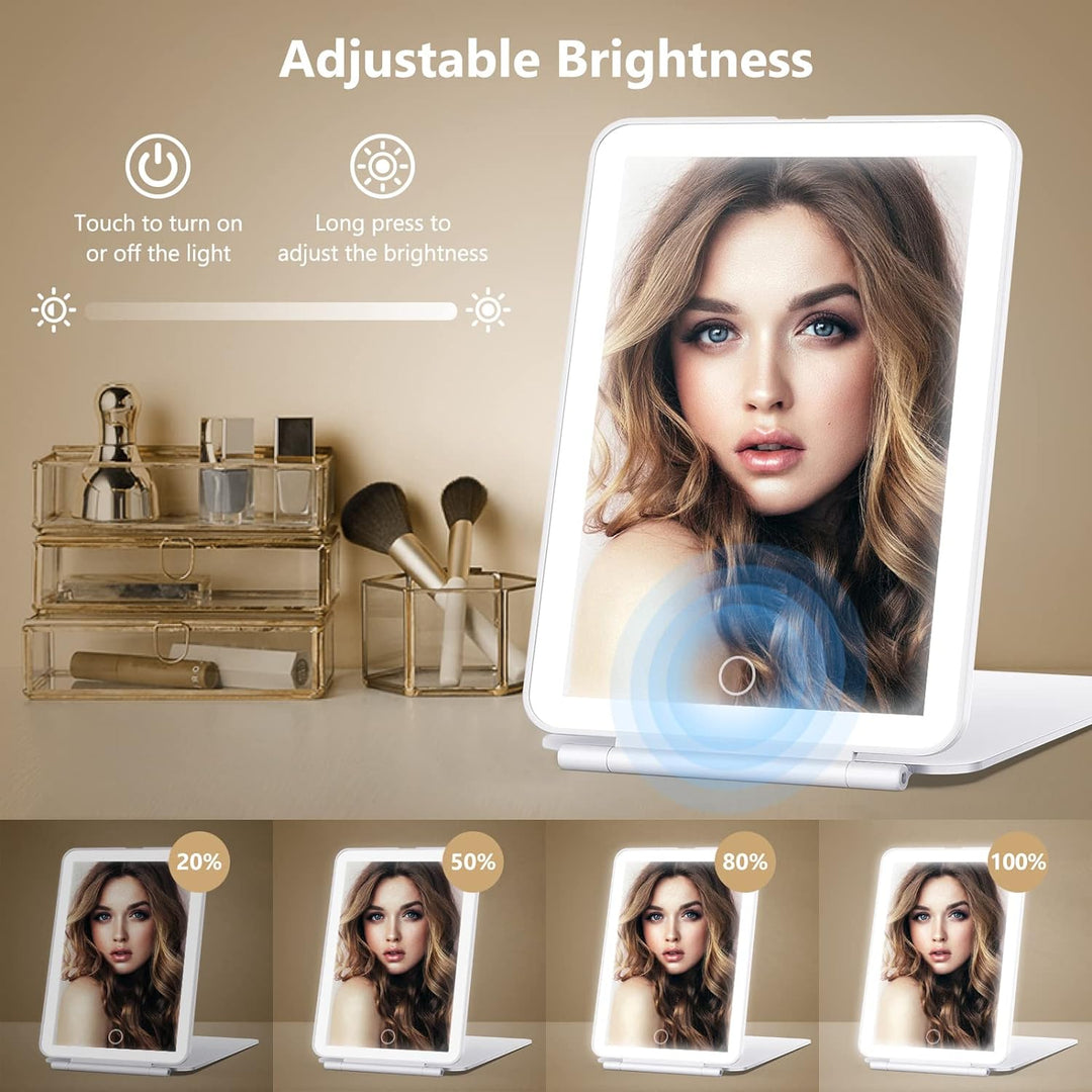 Colverro™ Rechargeable Lighted Travel Makeup Mirror with 10X Magnification