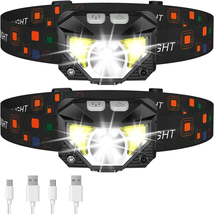 Colverro™ Rechargeable LED Headlamp 2-Pack with Motion Sensor