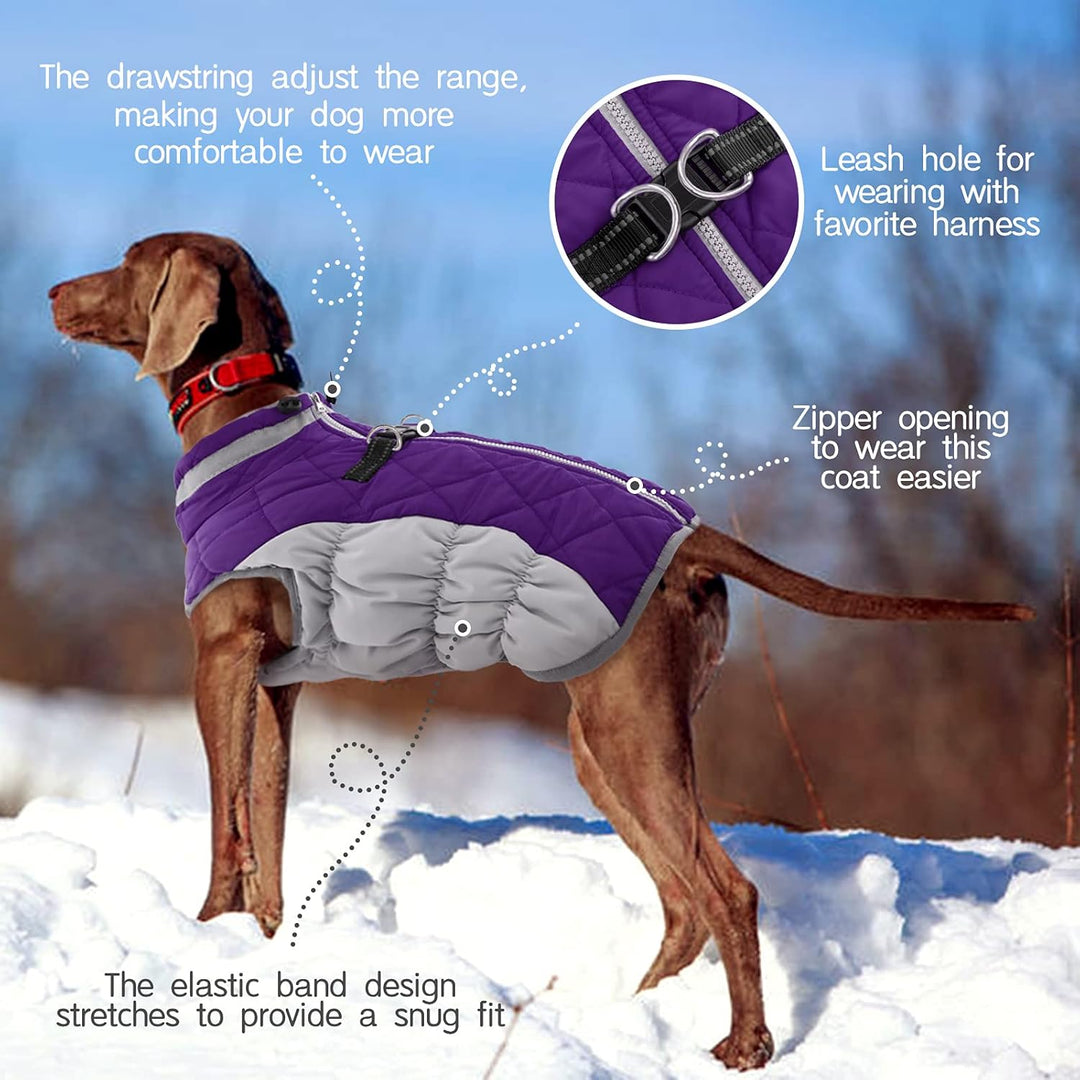 Colverro™ Waterproof Winter Dog Coat with Built-In Harness and Fleece