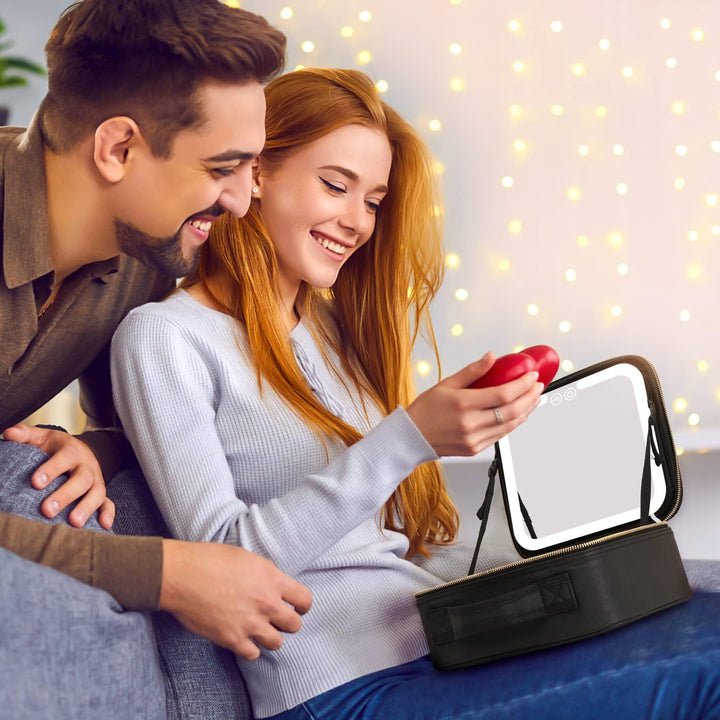Colverro™ Makeup Case with LED Mirror, USB Charging and Brush Slots