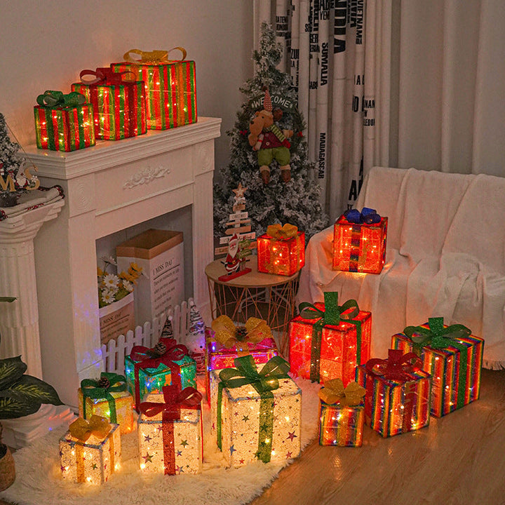 Colverro™ Light-Up Christmas Gift Box Decorations, Set of 3 with LEDs