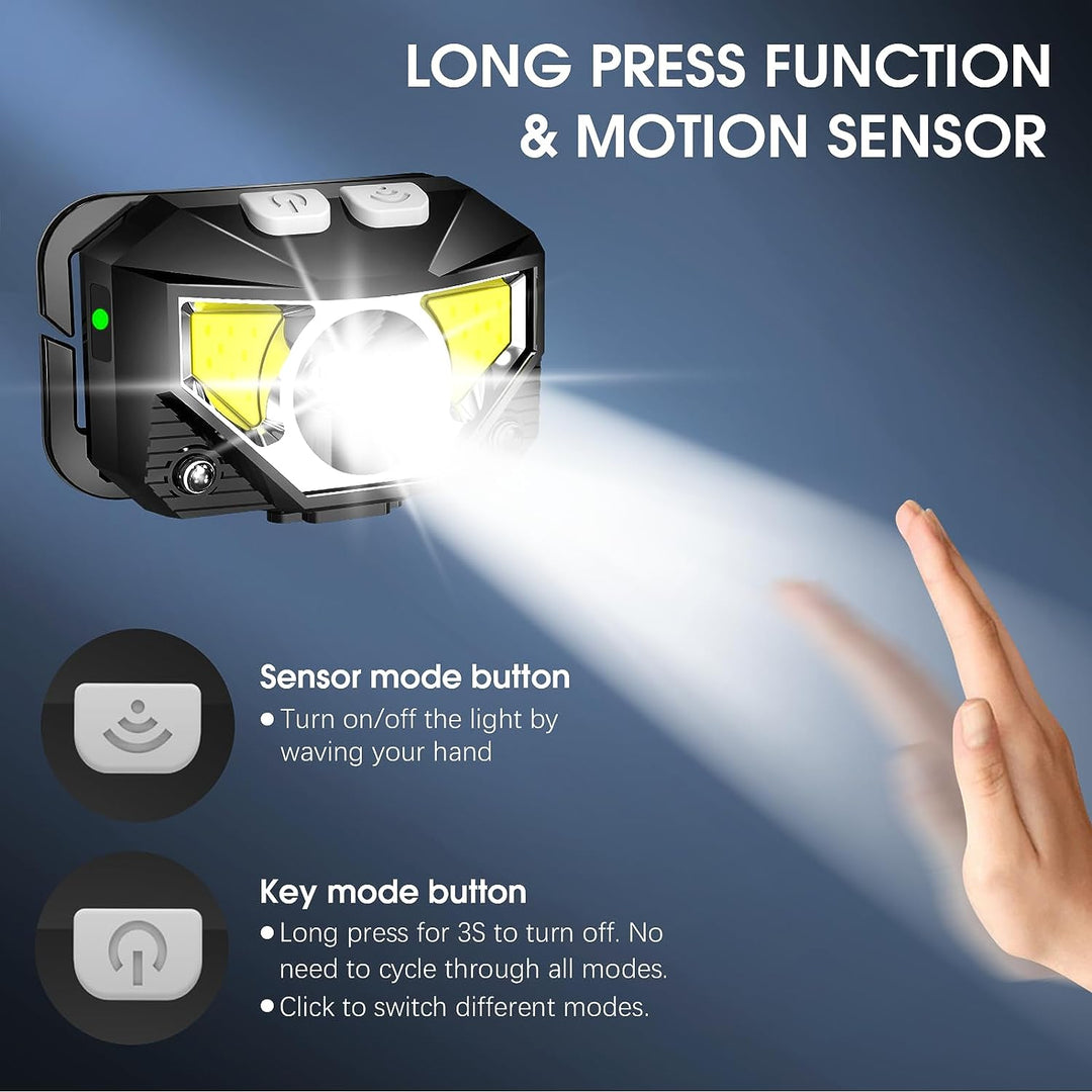 Colverro™ Rechargeable LED Headlamp 2-Pack with Motion Sensor