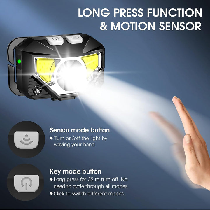 Colverro™ Rechargeable LED Headlamp 2-Pack with Motion Sensor