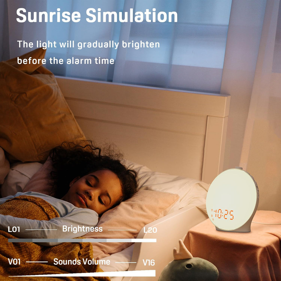 Colverro™ Sunrise Alarm Clock with FM Radio and 14 Light Colors