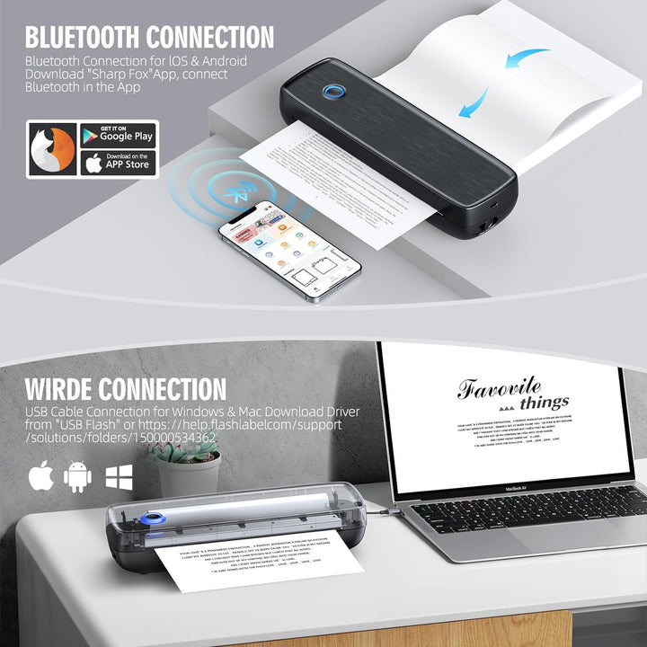 Colverro™ Portable Inkless Thermal Printer with Bluetooth and USB-C