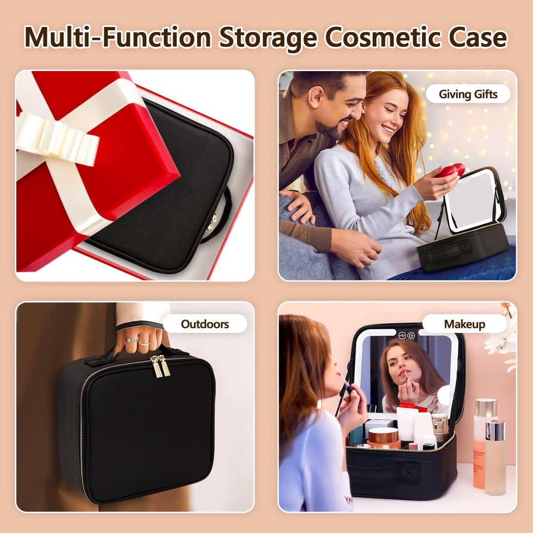 Colverro™ Makeup Case with LED Mirror, USB Charging and Brush Slots