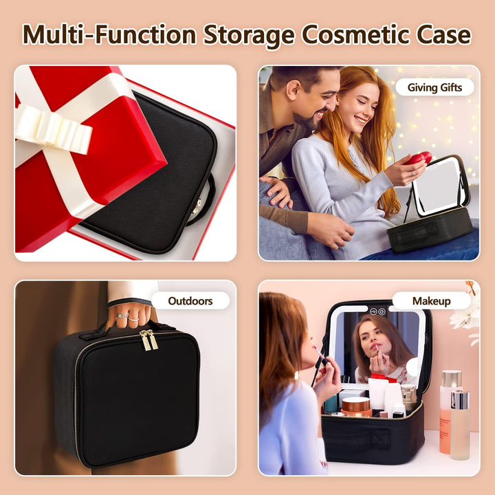 Colverro™ Makeup Case with LED Mirror, USB Charging and Brush Slots
