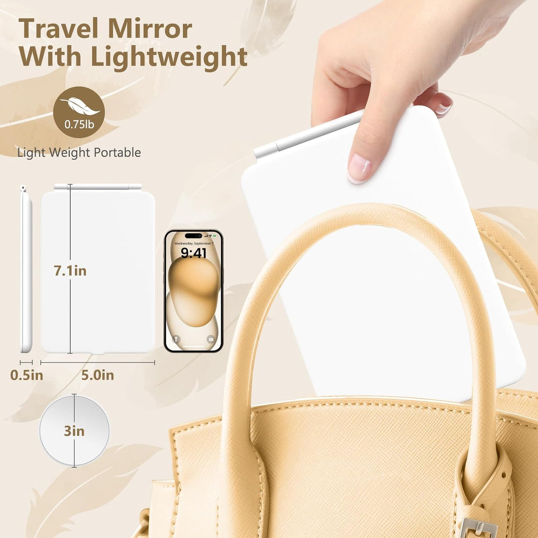 Colverro™ Rechargeable Lighted Travel Makeup Mirror with 10X Magnification