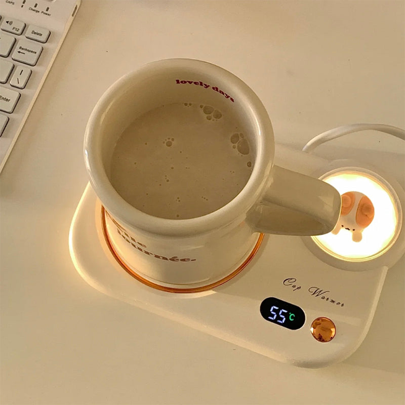 Mug warmer with glowing pet night light
