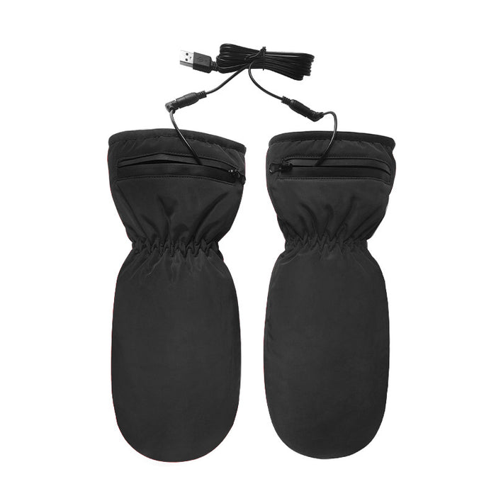 Colverro Windproof USB Heated Mittens with Zip Pocket