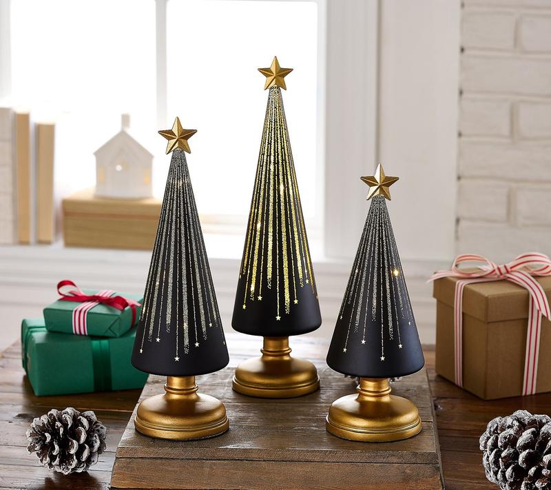 Colverro™ LED Light-Up Christmas Tree Set of 3 with Built-In Timer