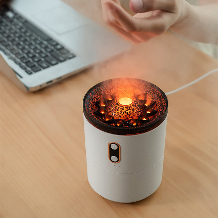 Volcano Flame Diffuser, Jellyfish Mist Humidifier Night Light