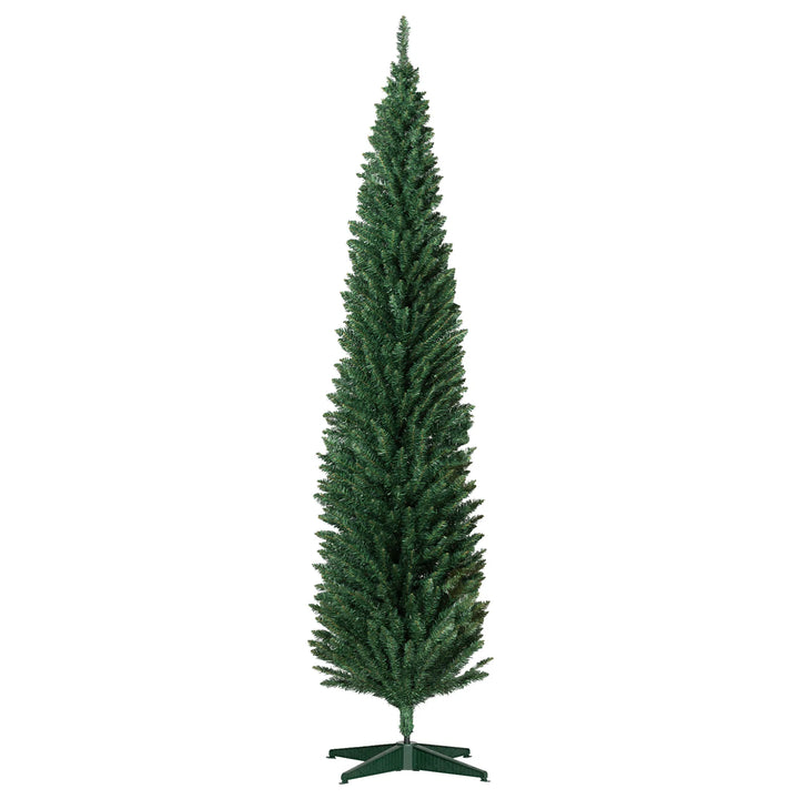 Tall slim green unlit pencil Christmas tree