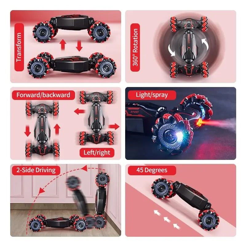 Colverro™ Hand Gesture RC Stunt Car with 4WD, 360° Spins and LED Lights