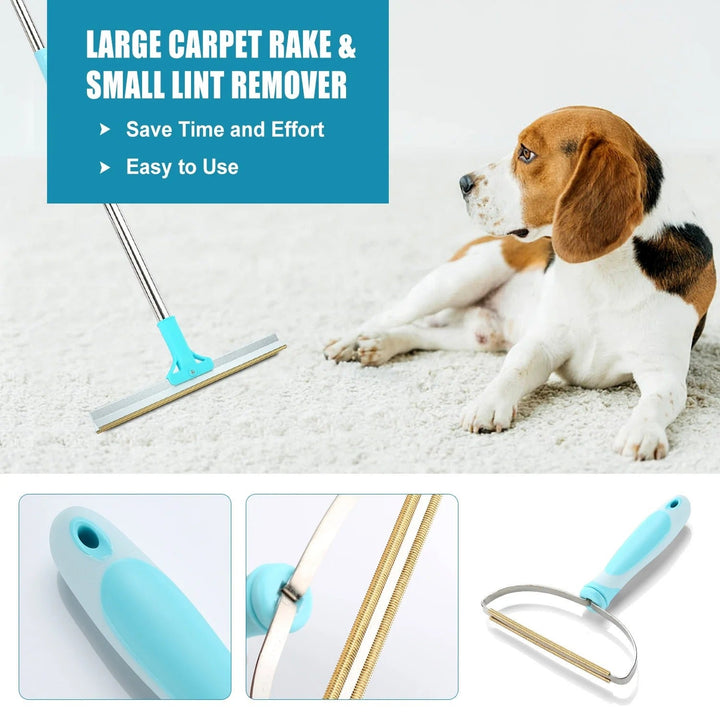 Colverro™ 3-Piece Pet Hair Remover Set with Extendable Carpet Rake