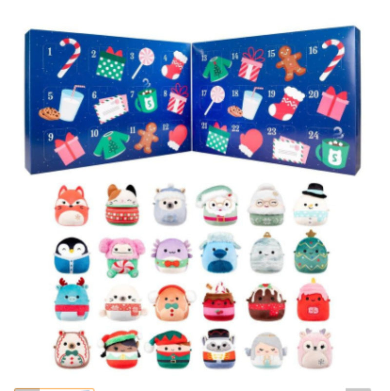Christmas advent calendar box with mini plush characters