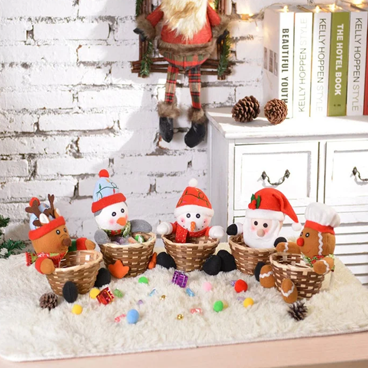 Colverro™ Woven Christmas Candy Basket with Embroidered Characters