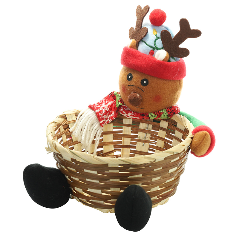 Colverro™ Woven Christmas Candy Basket with Embroidered Characters