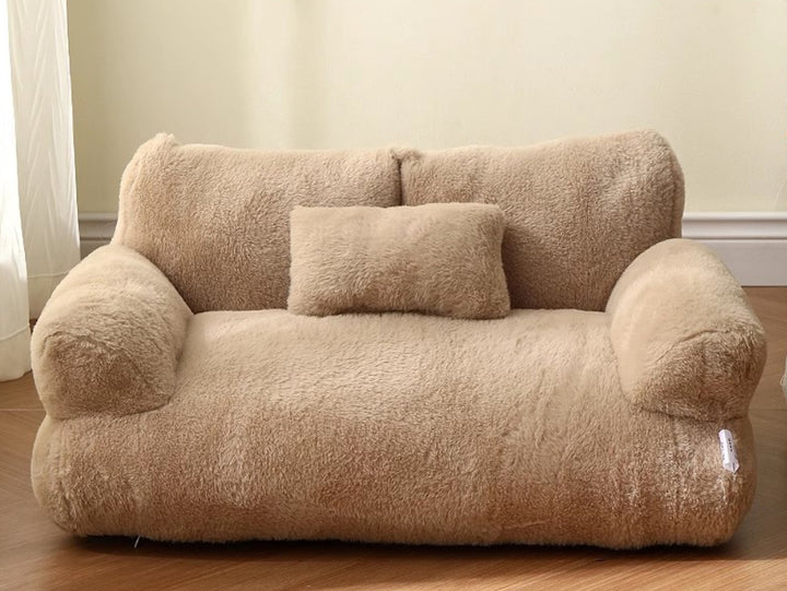 Plush cat sofa bed with pillow