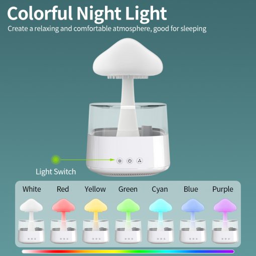 Colverro™ Rain Cloud Humidifier and Aroma Diffuser with Mushroom Night Light