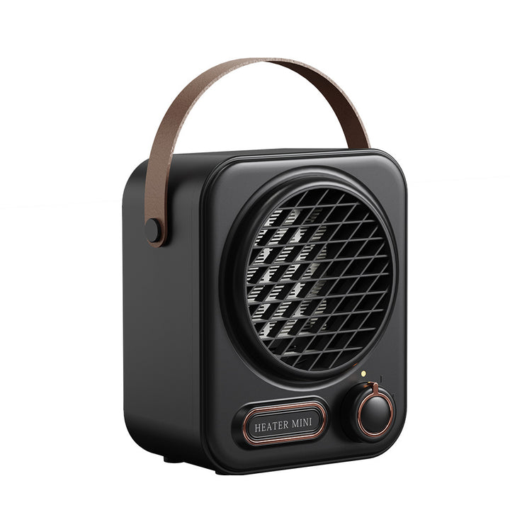 Retro desk space heater with leather handle