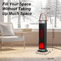 Black tower space heater with glowing flame effect window