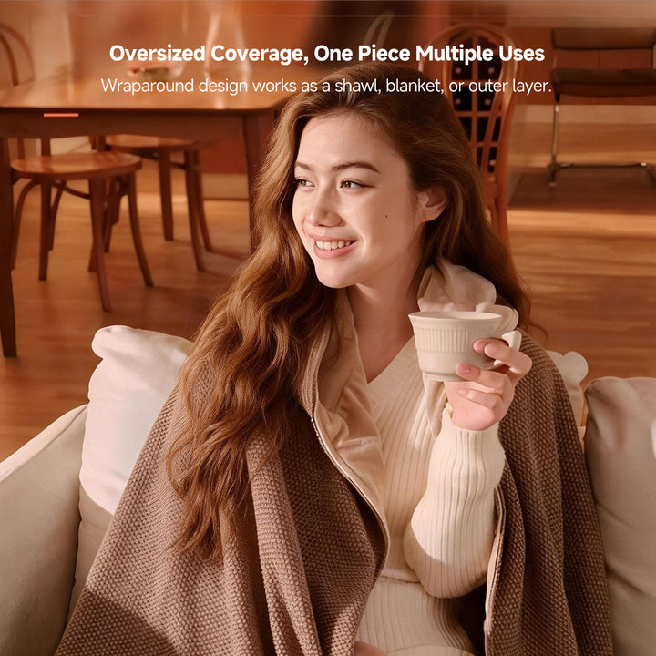 Colverro™ Hooded USB Heated Shawl with Zipper and 3 Heat Settings