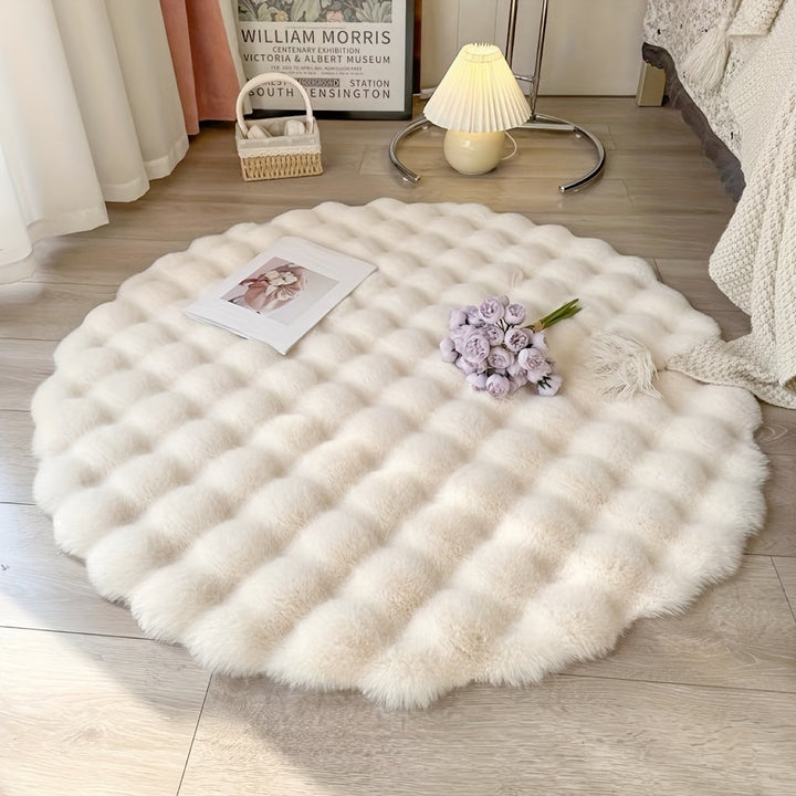 Colverro™ Round Fluffy Bubble Rug in Dense, Soft Fleece for Cozy Rooms