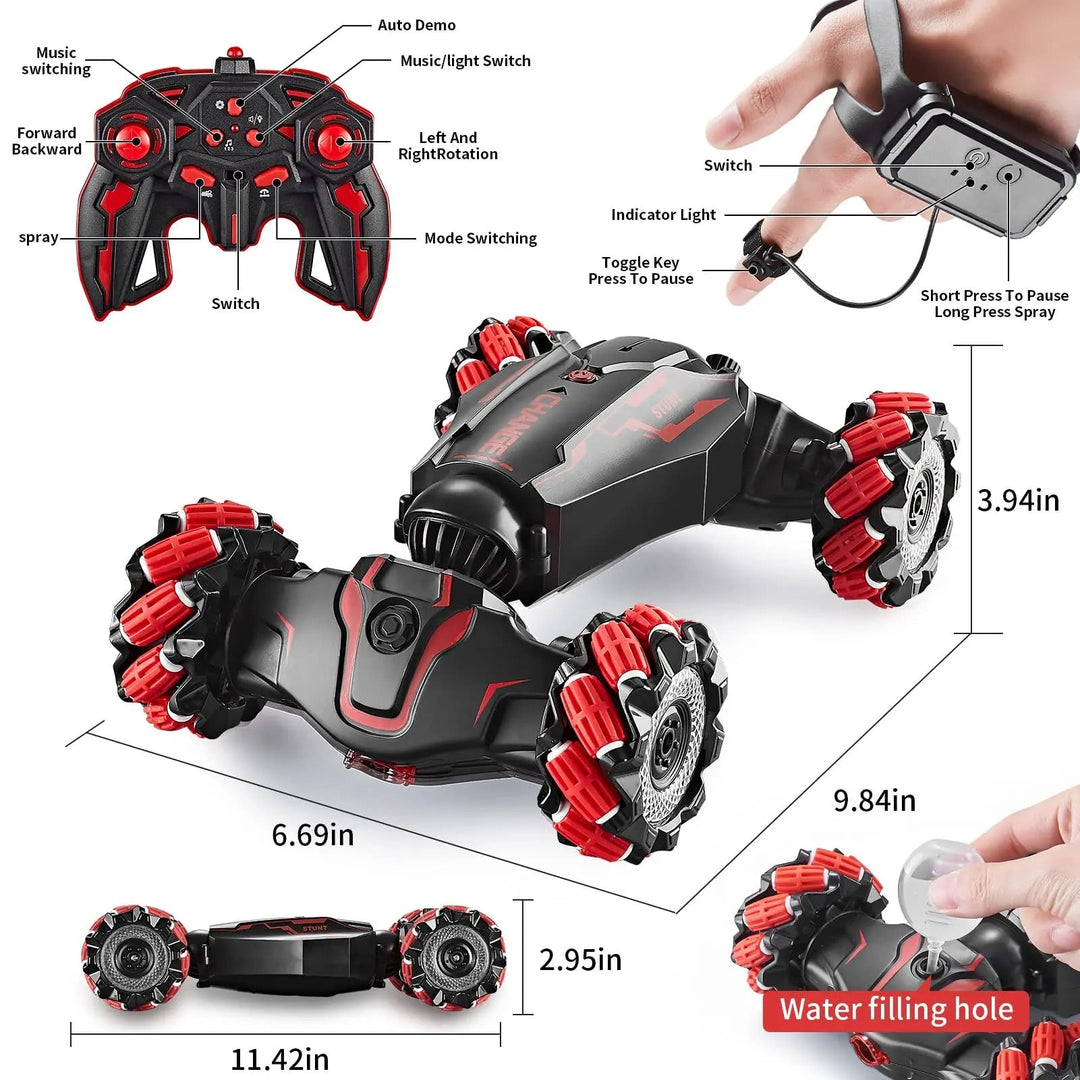 Colverro™ Hand Gesture RC Stunt Car with 4WD, 360° Spins and LED Lights