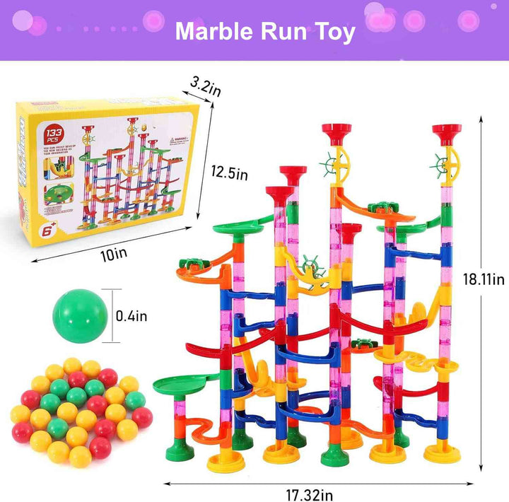 Colverro™ 133-Piece Marble Run Set with Translucent Tracks and Marbles