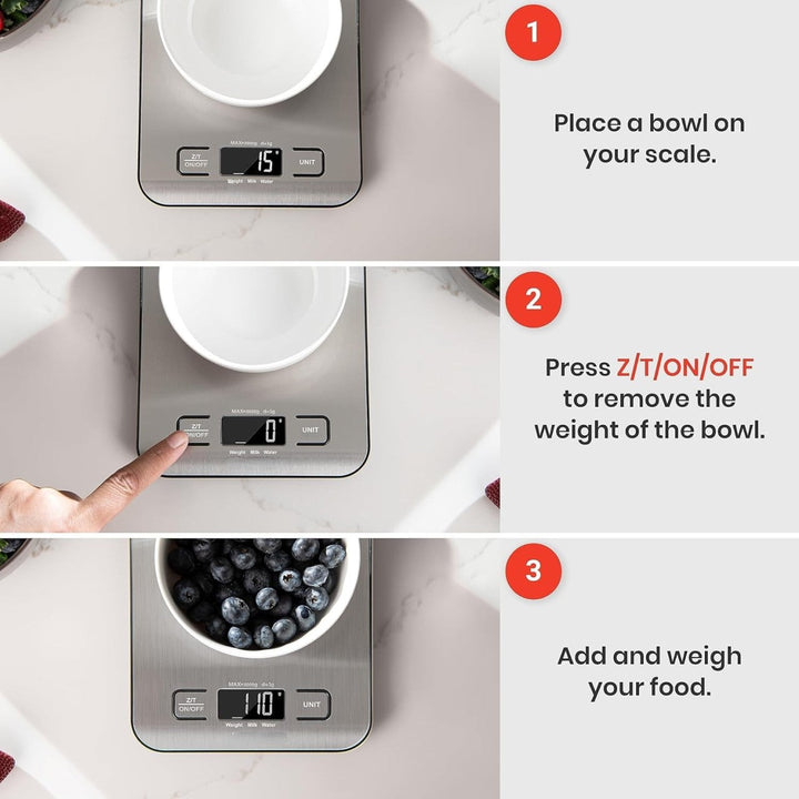 Colverro™ Digital Kitchen Scale with Tare, 5 Units and Backlit LCD