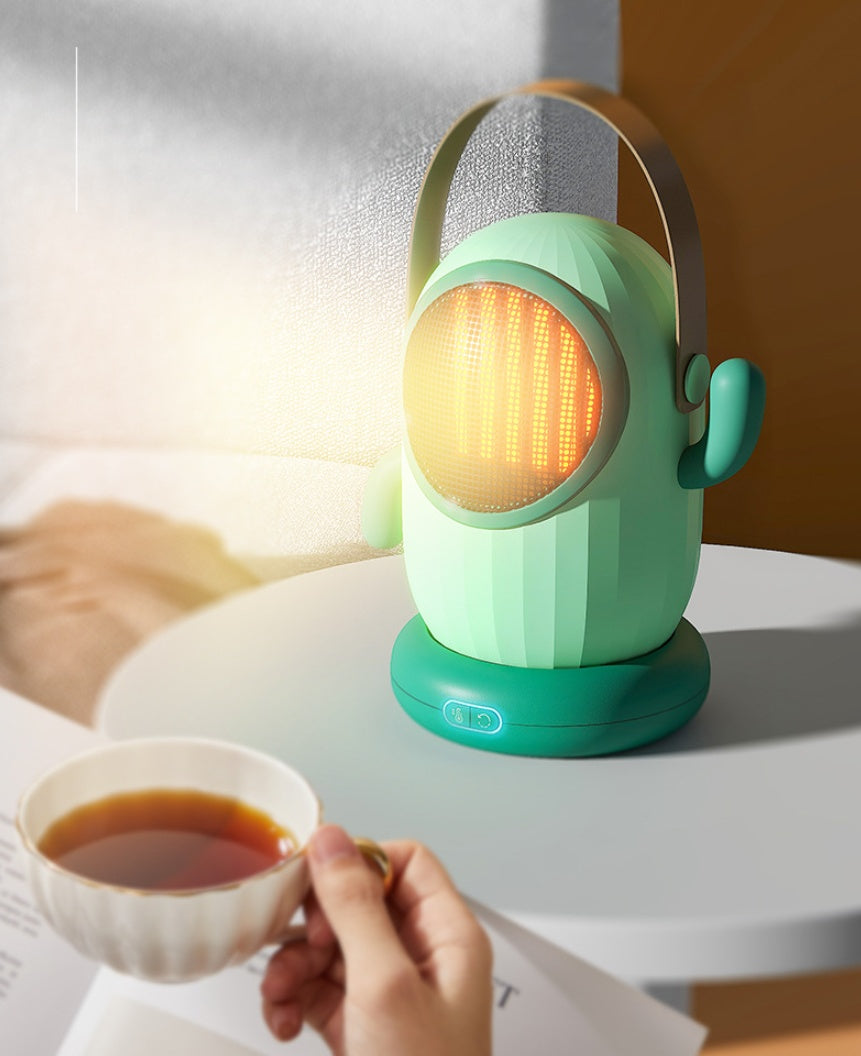 Green cactus-shaped desk space heater