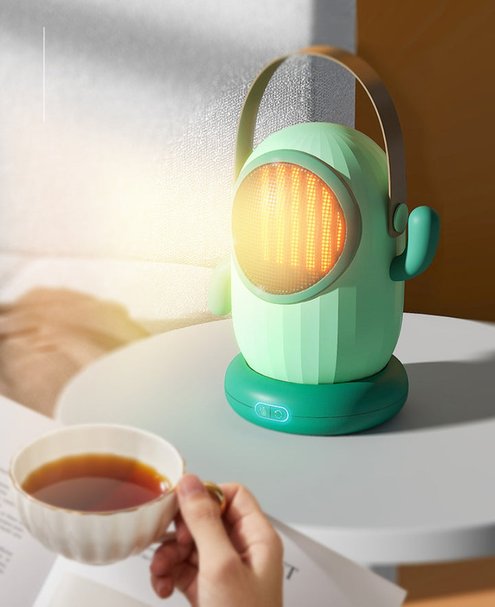 Green cactus-shaped desk space heater