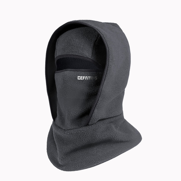 Black polar fleece balaclava with eye opening