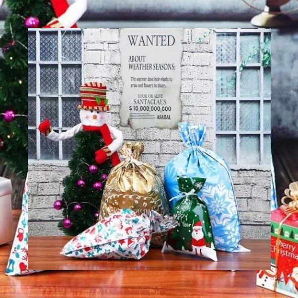Colverro™ Drawstring Christmas Gift Bags – 15-Piece Set in Three Sizes