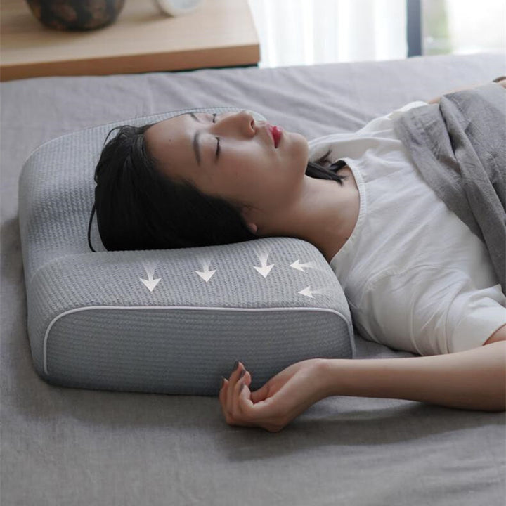 Gray ergonomic memory foam pillow