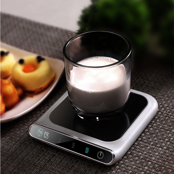 White smart mug warmer with coffee mug