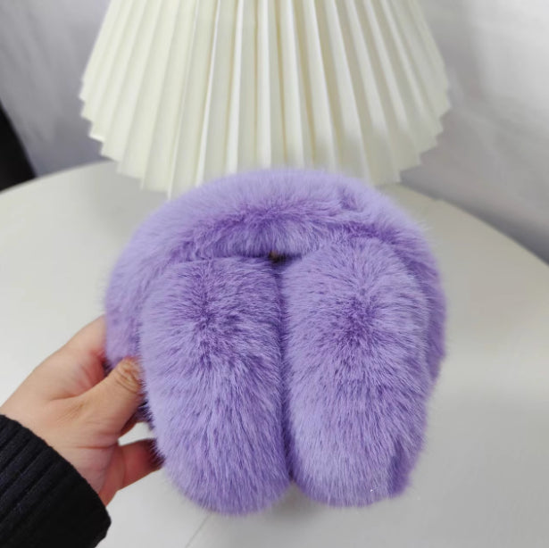 Fluffy white faux fur earmuffs