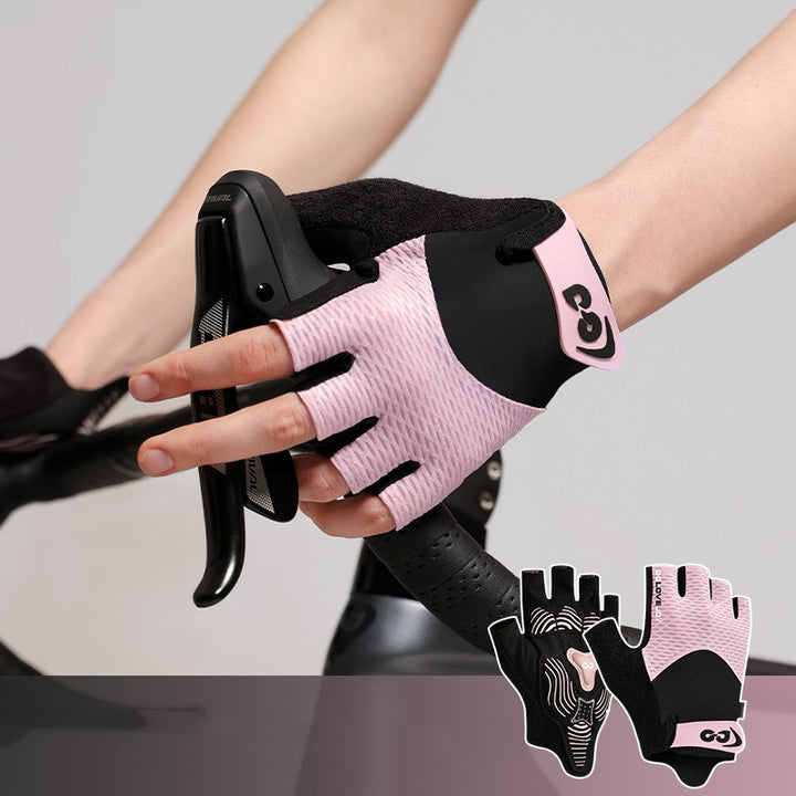 Black half-finger cycling gloves with padded palm