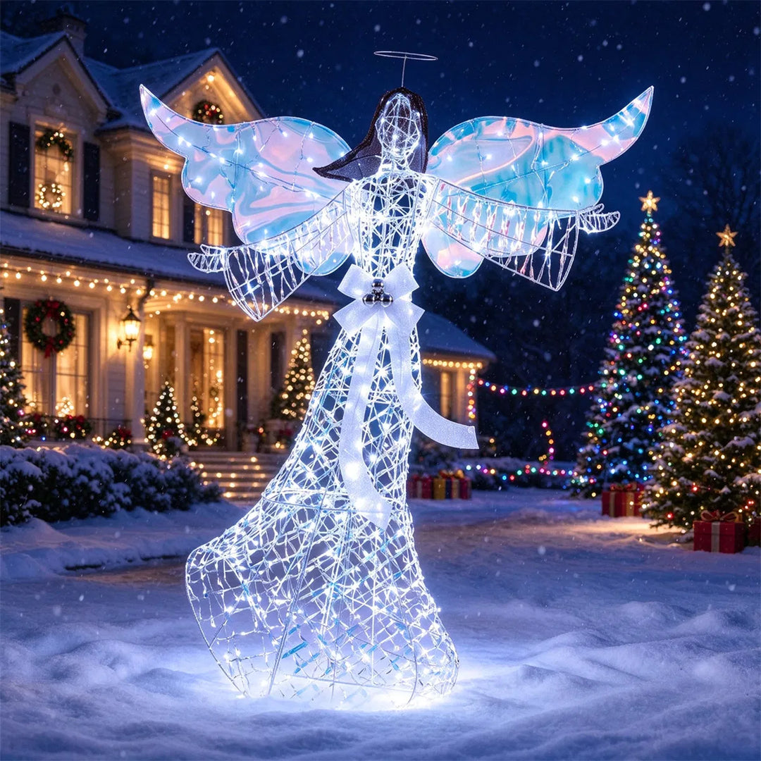 Lighted iridescent Christmas angel figure