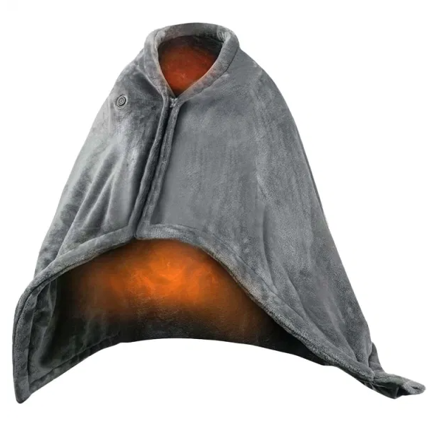 Colverro USB Heated Poncho Wrap with Front Zipper
