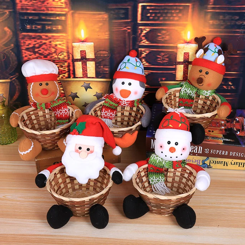 Colverro™ Woven Christmas Candy Basket with Embroidered Characters