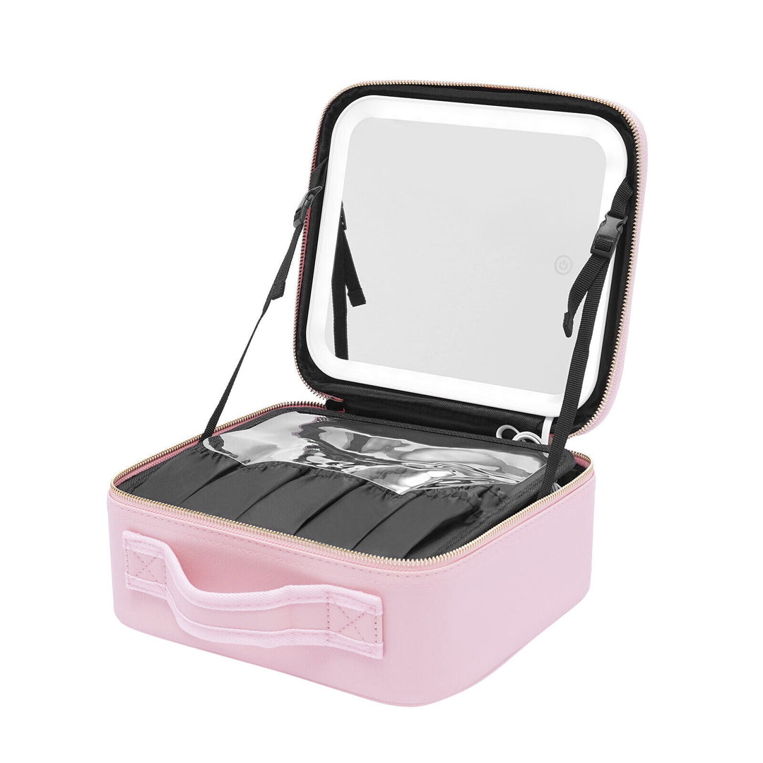 Colverro™ LED Makeup Bag with Built-In Mirror and 3 Light Settings