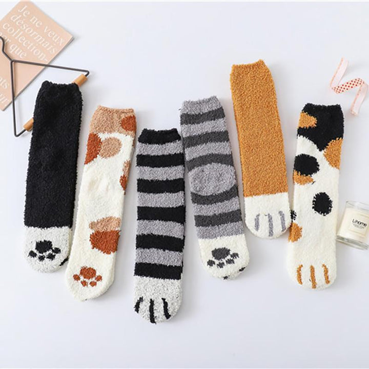 Colverro™ Cozy Cat Paw Socks in Soft Coral Fleece, One Size Fits Most
