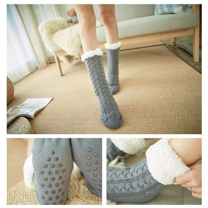 Colverro™ Thick Fleece-Lined Slipper Socks with Non-Slip Bottoms
